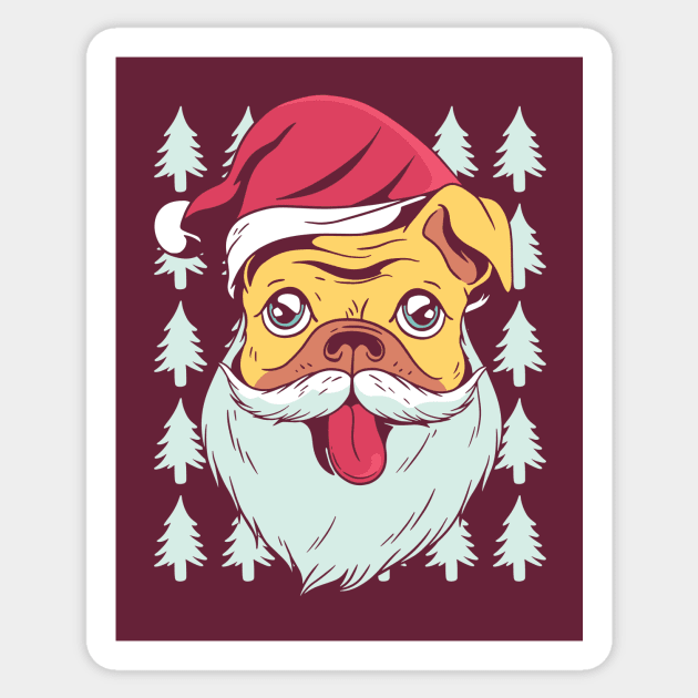 Cute Christmas Pug Sticker by LR_Collections